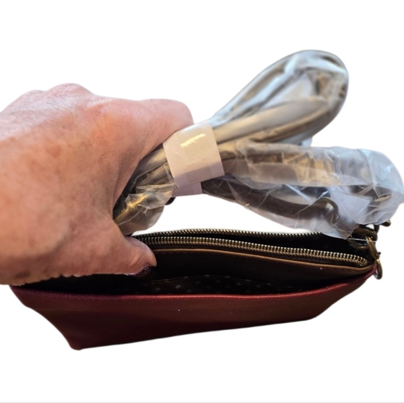 Chala Chevron Cross Burgundy Vegan Leather Mini Crossbody Bag - Picture 6 of 15